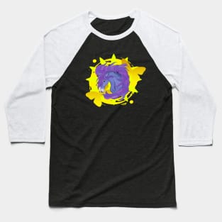 Purple Horse with Yellow Butterflies Baseball T-Shirt